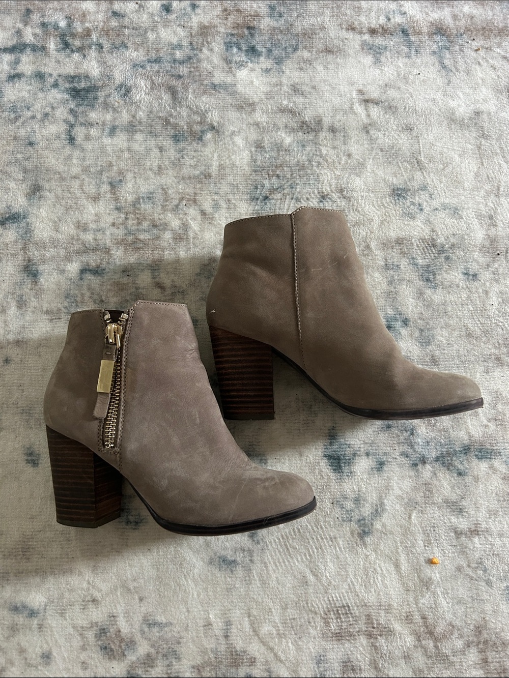 Aldo Taupe Suede Ankle Booties with Block Heel